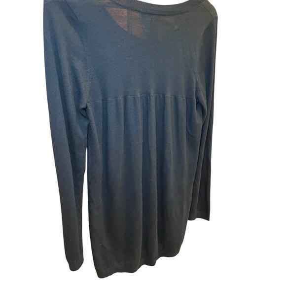 Ella Moss Pure Cashmere Women Large 100% Cashmere Long‎ Scoop Neck Sweater Black - Picture 5 of 7